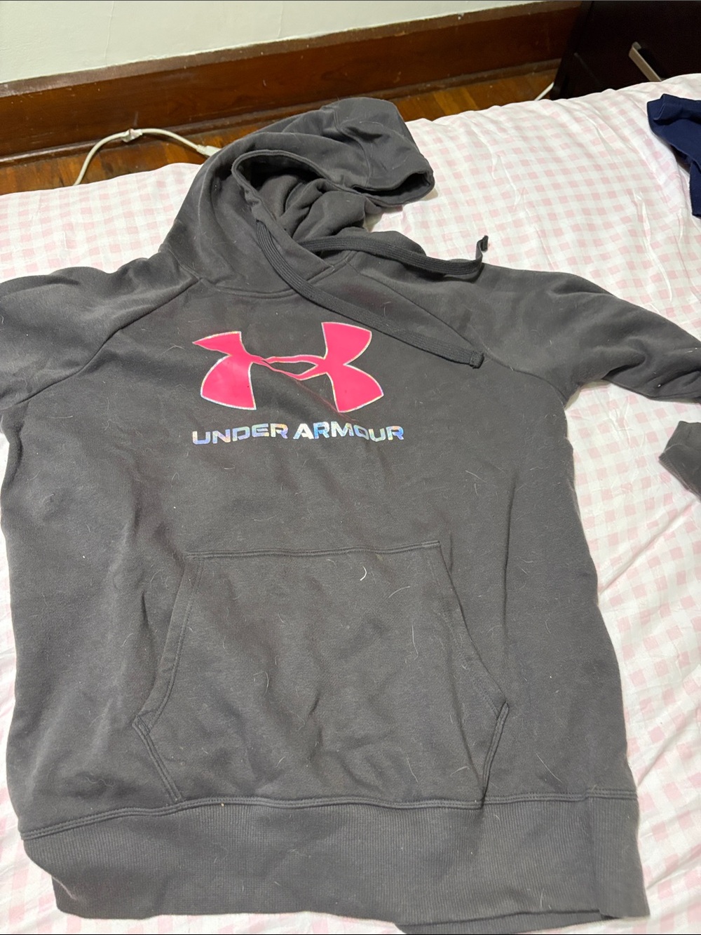 Under Armour Black Hoodie with Pink Logo